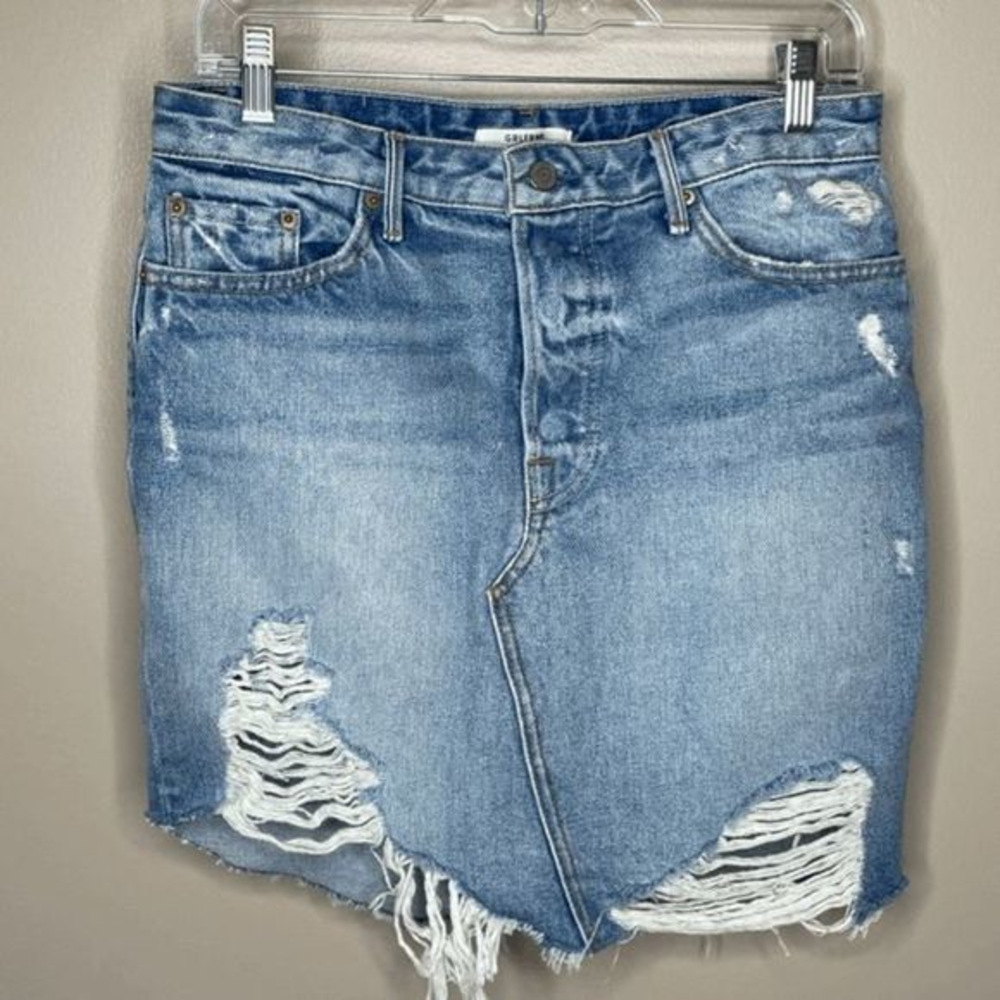GRLFRND Rhoda Blue Ripped Skirt